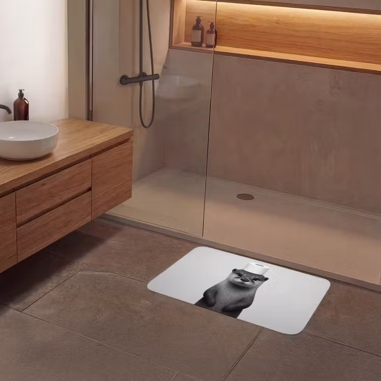 Badmat - Otter - WC rol - Zwart - Wit — 6