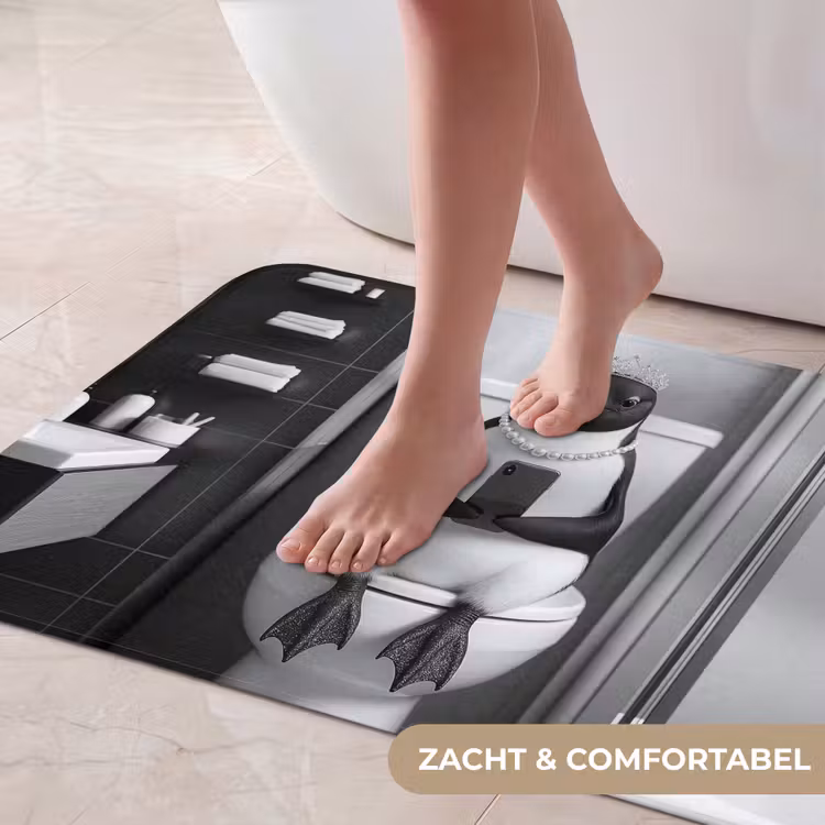 Badmat - Pinguïn - Telefoon - Toilet - Zwart - Wit — 5