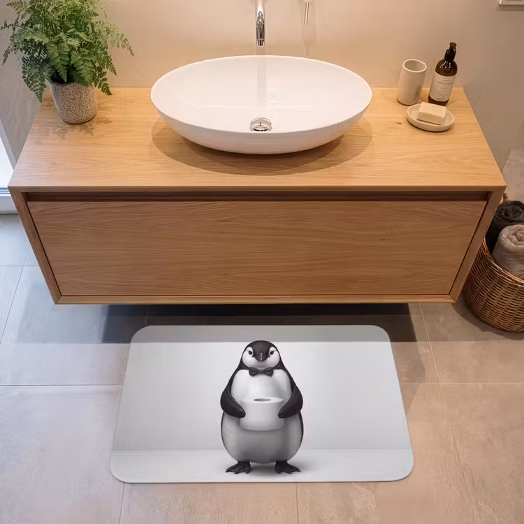 Badmat - Pinguïn - WC rol - Wit — 2