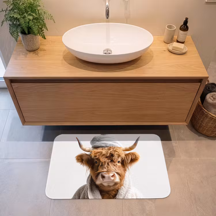 Badmat - Schotse hooglander - Badjas - Koe - Dieren — 2