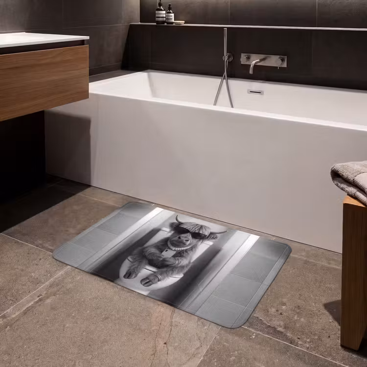 Badmat - Stier - Telefoon - Toilet - Zwart - Wit — 4