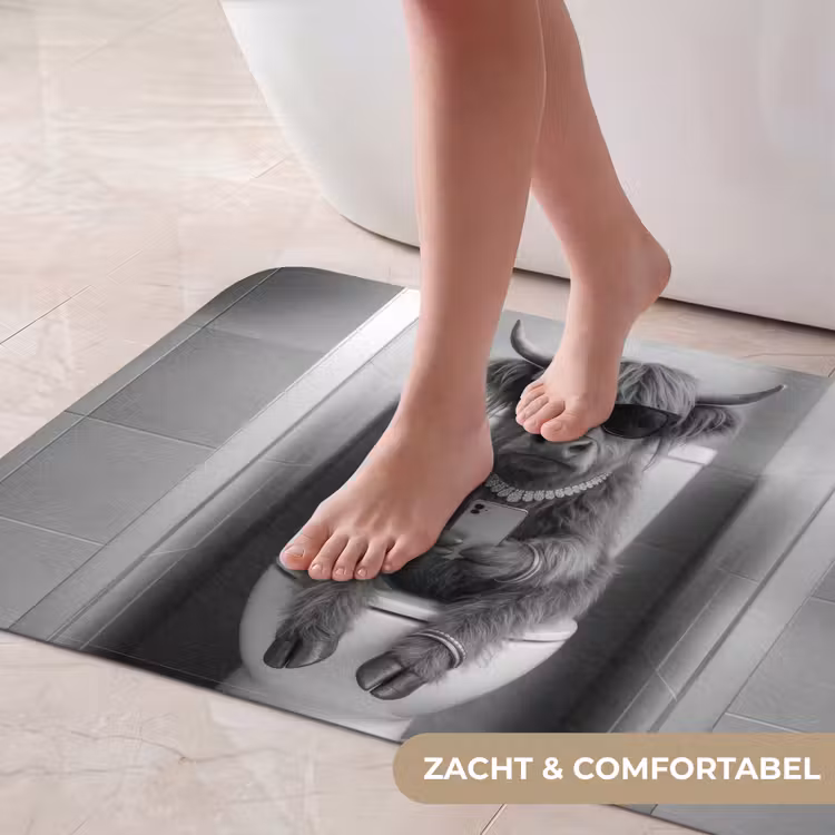 Badmat - Stier - Telefoon - Toilet - Zwart - Wit — 5