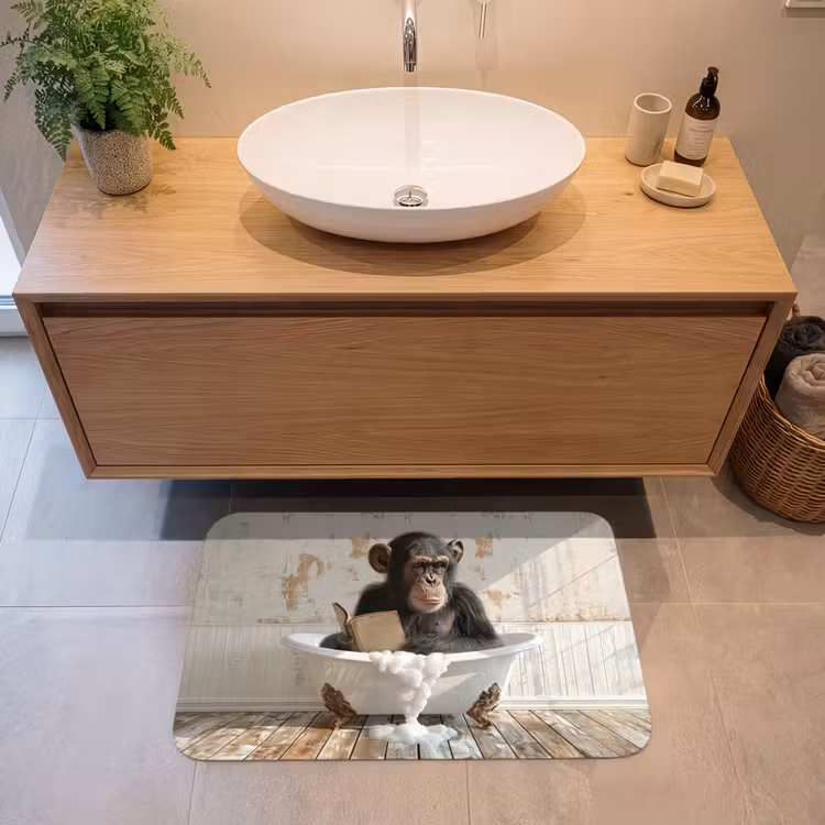 Badmat - Vintage - Aap - Badkuip - Schuim - Dier — 2