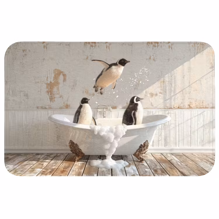 Badmat - Vintage - Pinguïn - Badkuip - Schuim — 1