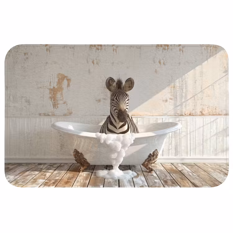 Badmat - Vintage - Zebra - Wilde dieren - Badkuip — 1