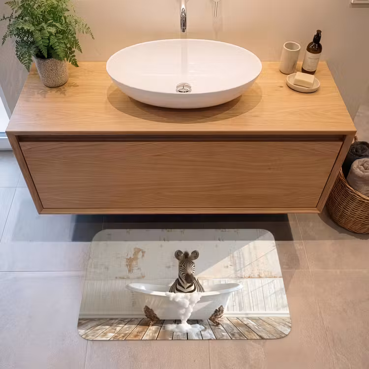Badmat - Vintage - Zebra - Wilde dieren - Badkuip — 2