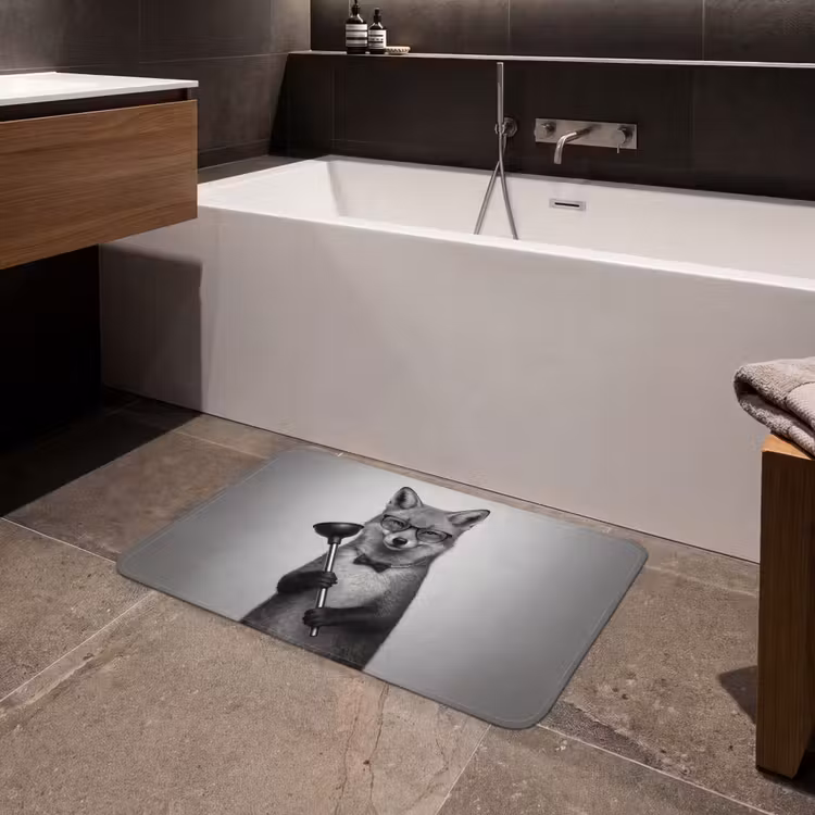 Badmat - Vos - WC-ontstopper - Zwart - Wit — 4