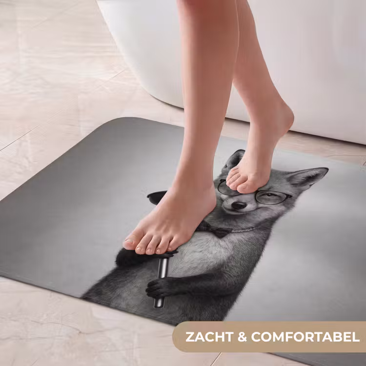 Badmat - Vos - WC-ontstopper - Zwart - Wit — 5