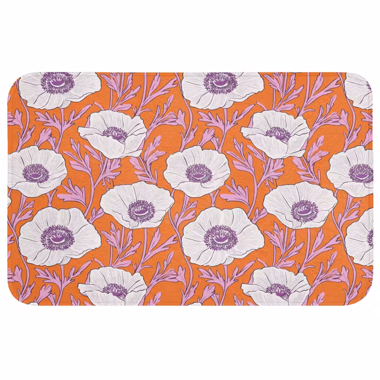 Badmat - Bloemen - Grafisch - Oranje — 1