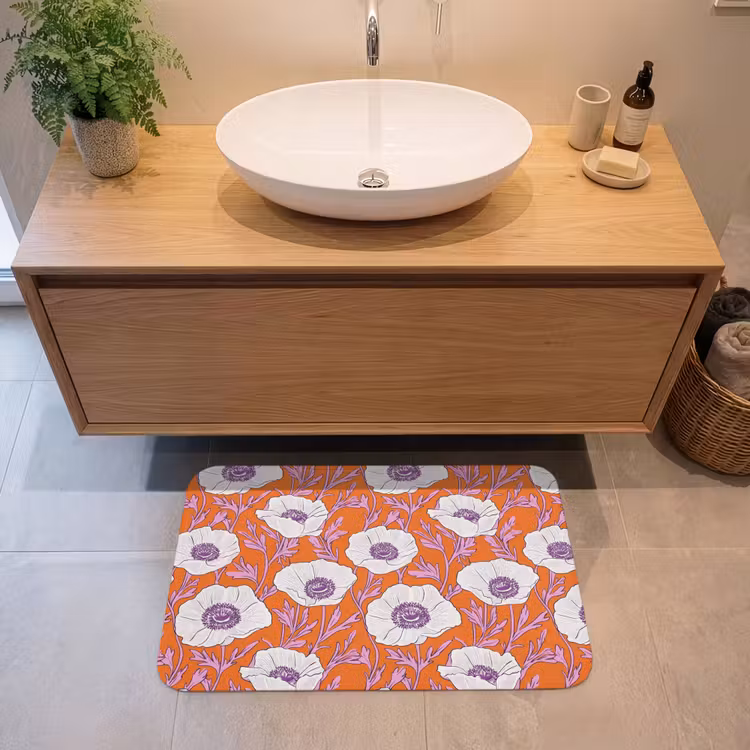 Badmat - Bloemen - Grafisch - Oranje — 2
