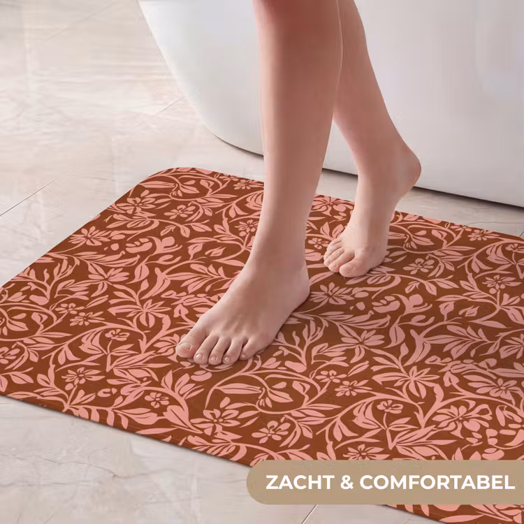 Badmat - Bloemen - Print - Roze — 5