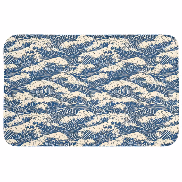 Badmat - Golven - Klassiek - Blauw — 1