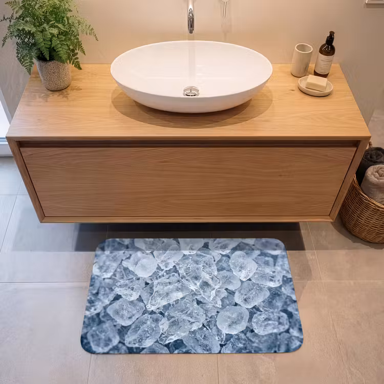 Badmat - Ijsblokjes - Water - Blauw — 2