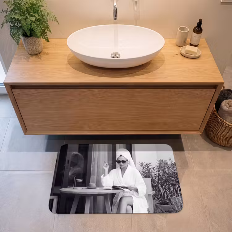 Badmat - Modern - Vrouw - Zwart - Wit — 2