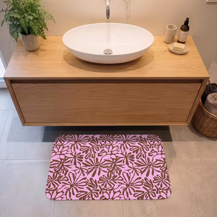 Badmat - Organisch - Patroon - Roze — 2