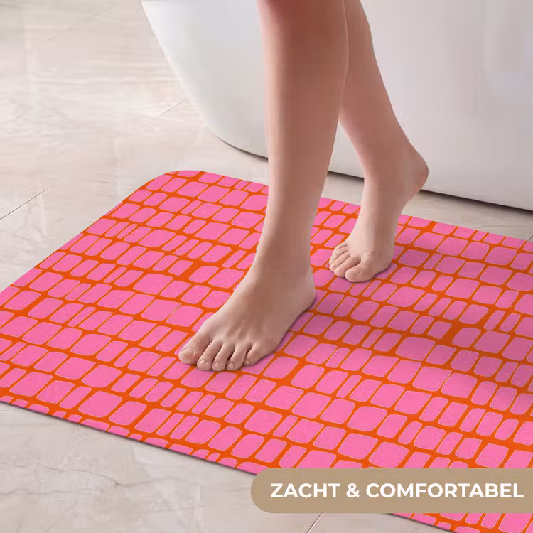 Badmat - Organisch - Raster - Roze — 5