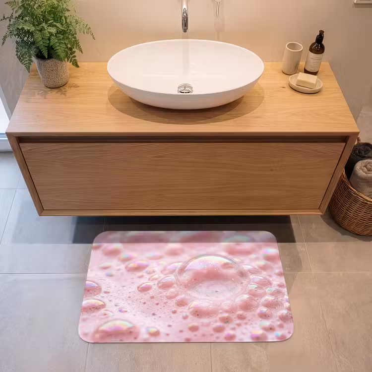 Badmat - Schuim - Structuur - Roze — 2