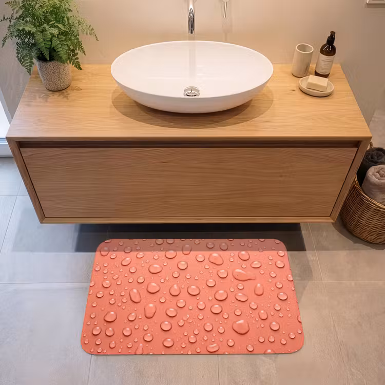 Badmat - Water - Druppels - Roze — 2