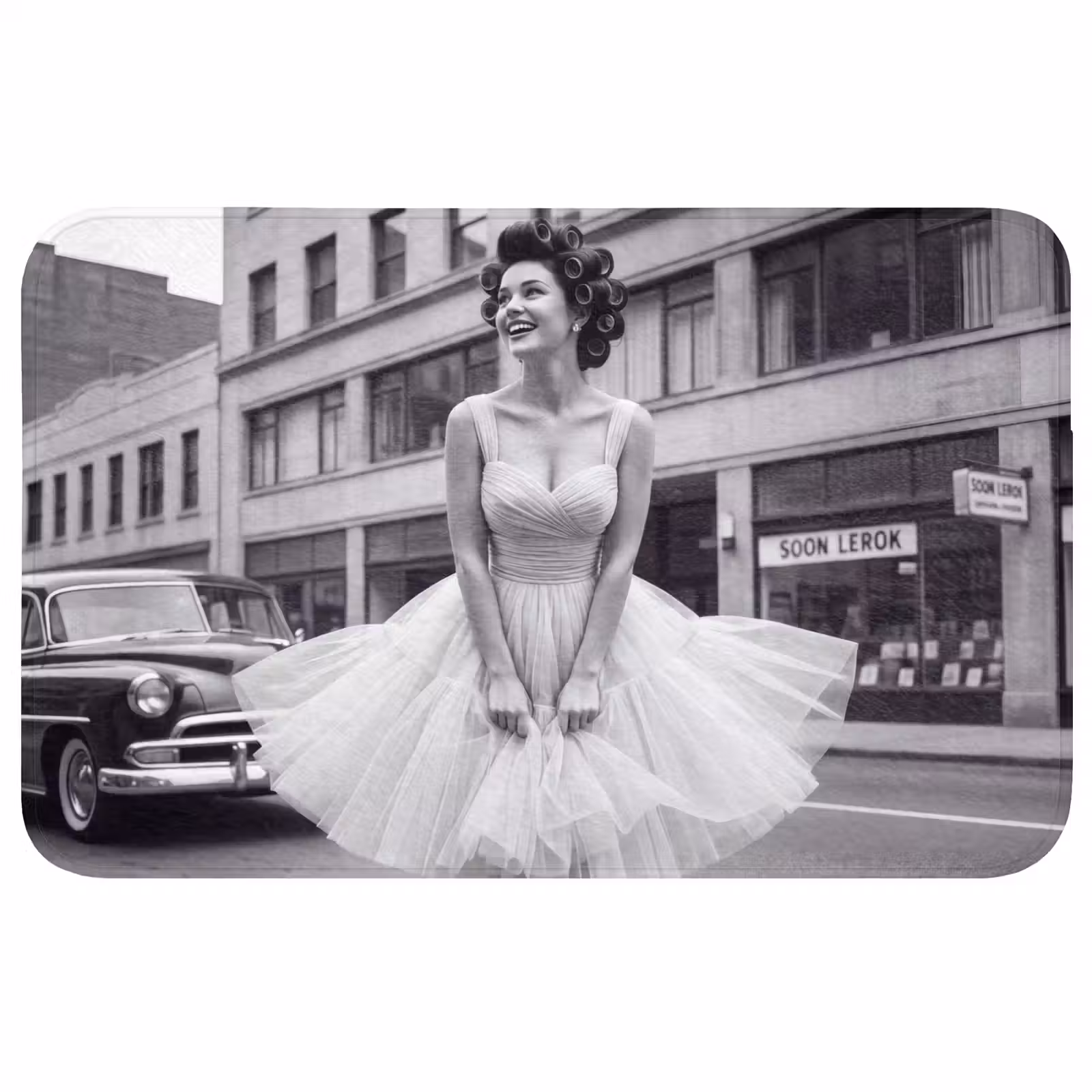 Badmat - Retro - Vrouw - Zwart - Wit — 1