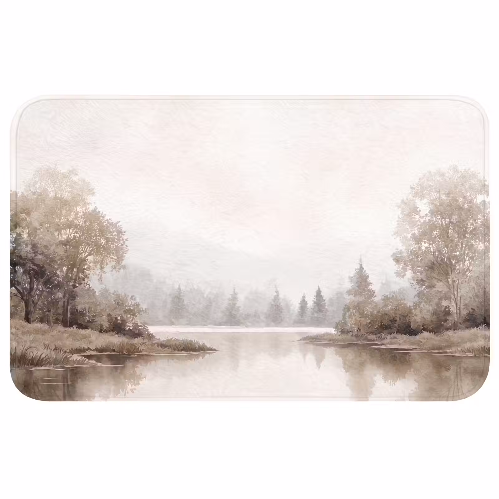 Badmat - Rivierlandschap - Minimalistisch - Aardetinten — 1