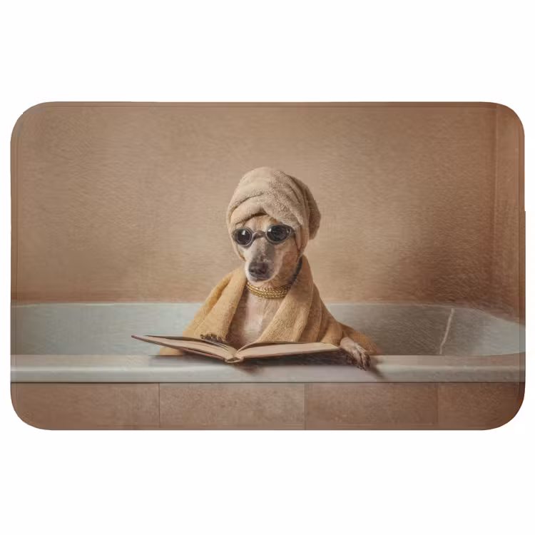 Badmat - Bad - Hond - Boek - Zonnebril — 1