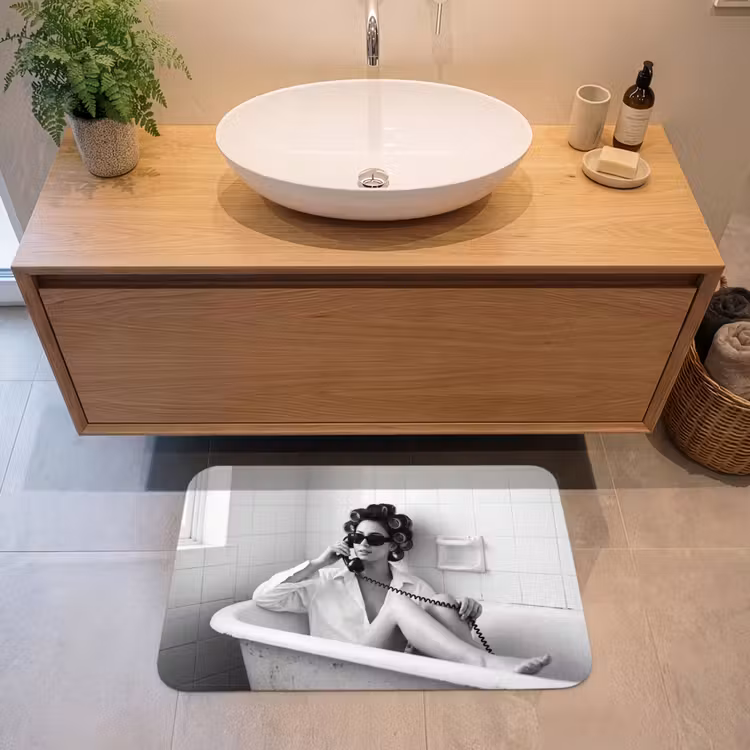 Badmat - Bad - Vrouw - Zwart - Wit — 2
