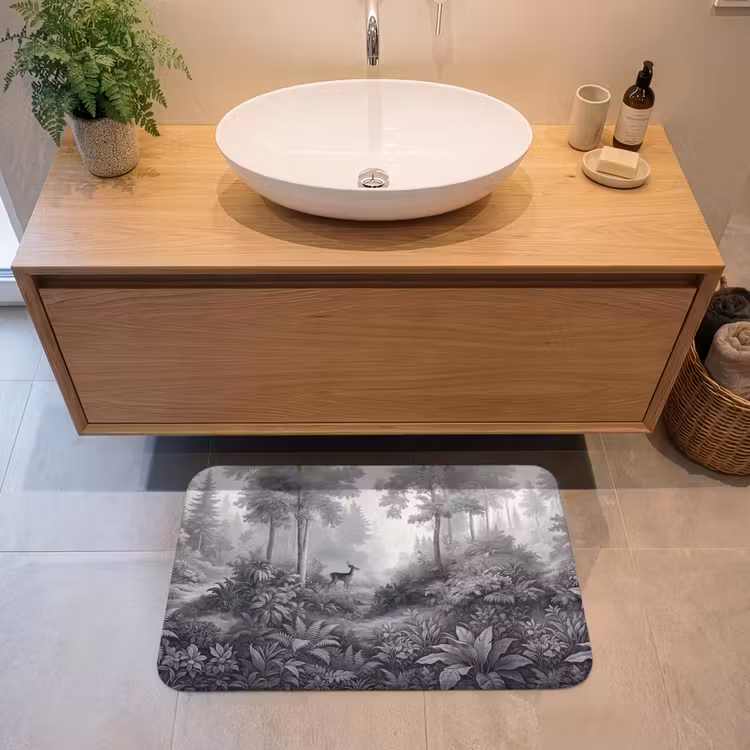 Badmat - Bos - Hert - Zwart - Wit — 2