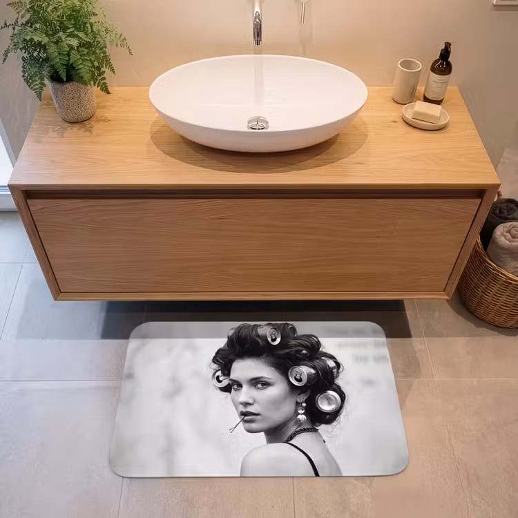 Badmat - Edgy - Vrouw - Zwart - Wit — 2