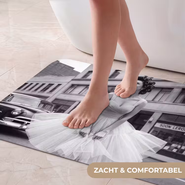 Badmat - Retro - Vrouw - Zwart - Wit — 5