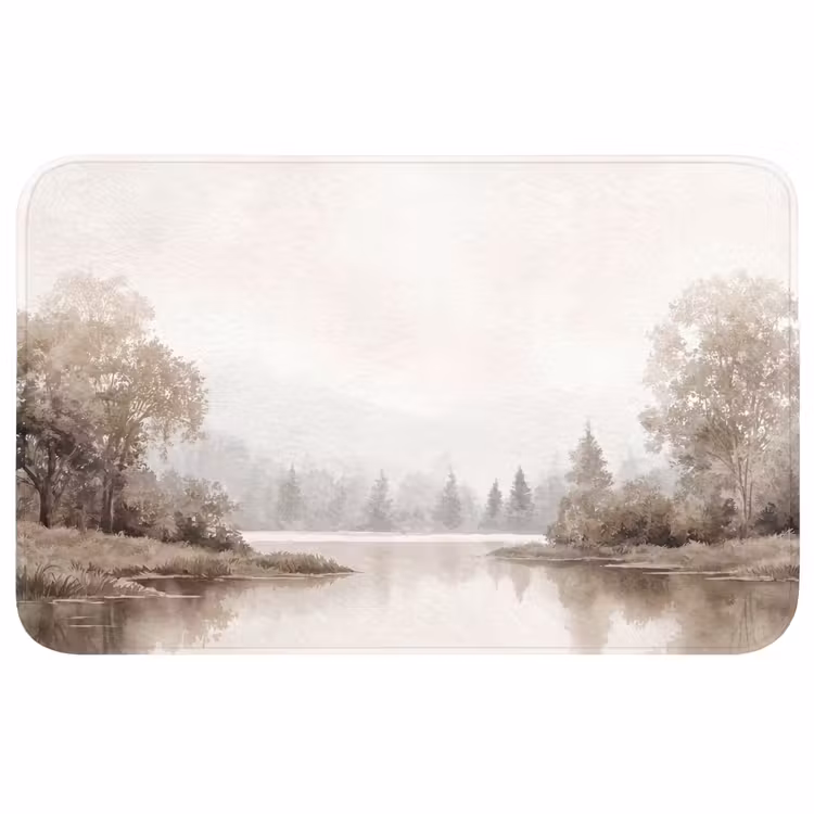 Badmat - Rivierlandschap - Minimalistisch - Aardetinten — 1