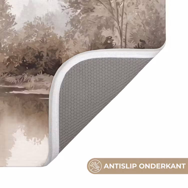 Badmat - Rivierlandschap - Minimalistisch - Aardetinten — 3