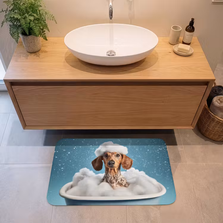 Badmat - Teckel - Bad - Schuim - Waterdruppels — 2