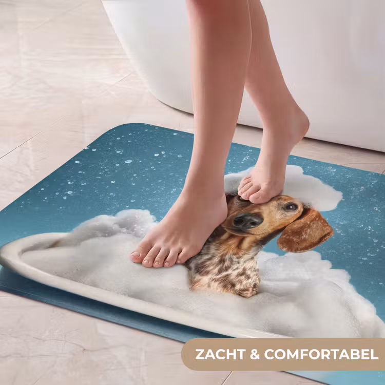 Badmat - Teckel - Bad - Schuim - Waterdruppels — 5
