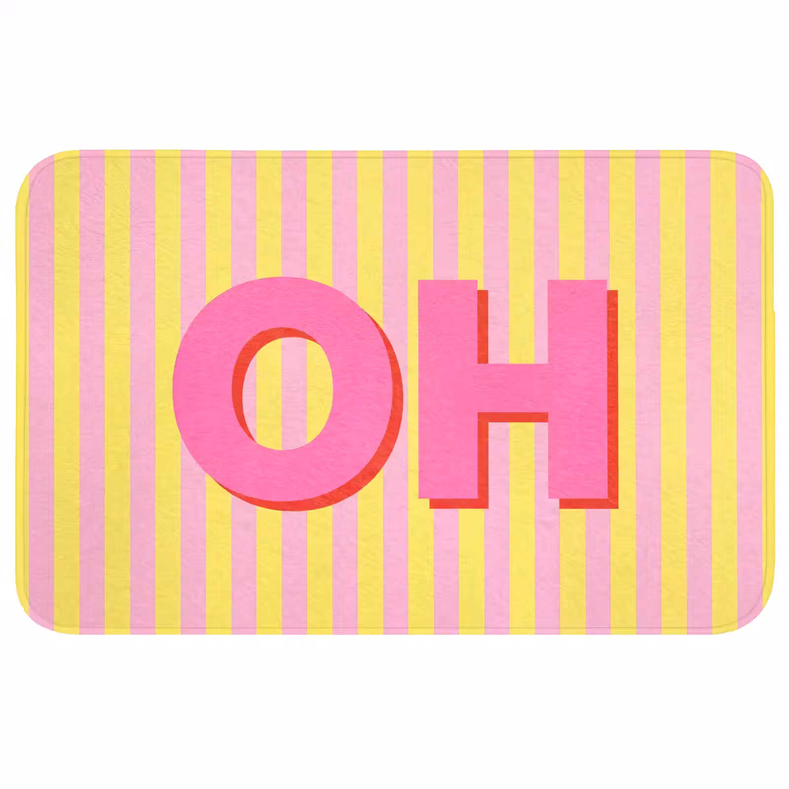 Badmat - Tekst - Strepen - Roze — 1