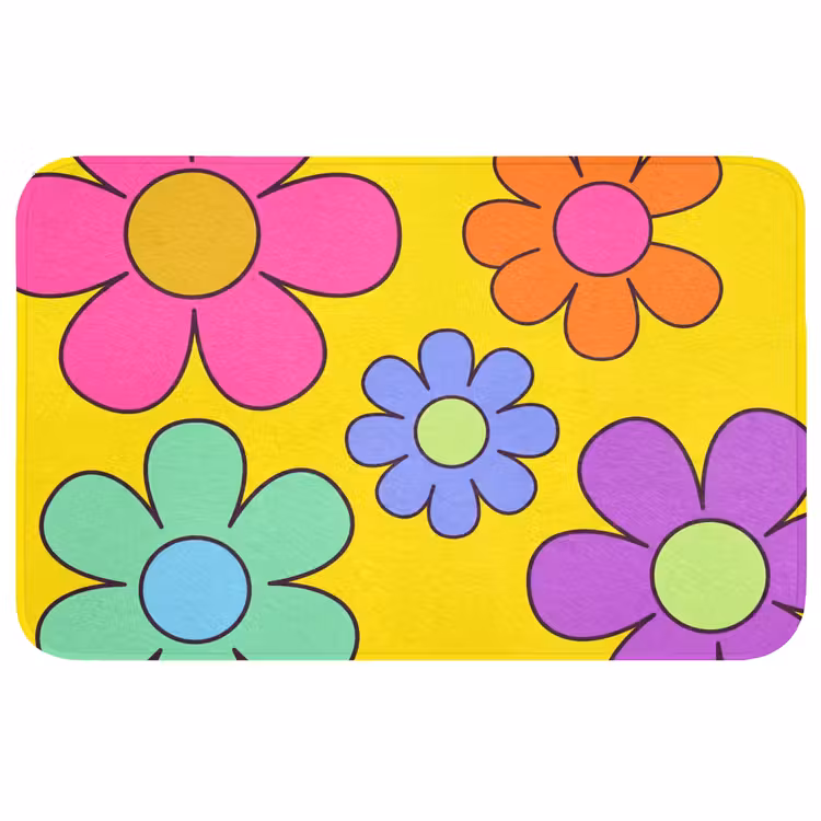 Badmat - Bloemen - Illustratie - Kleurrijk — 1
