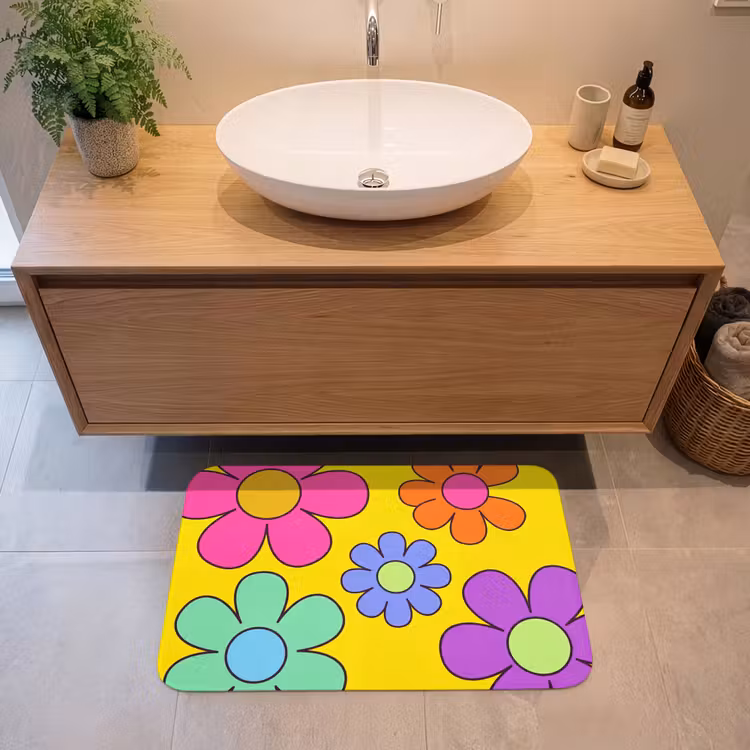 Badmat - Bloemen - Illustratie - Kleurrijk — 2