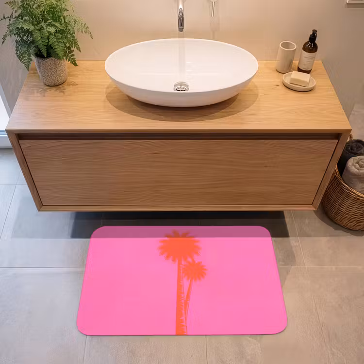 Badmat - Palmbomen - Modern - Roze — 2