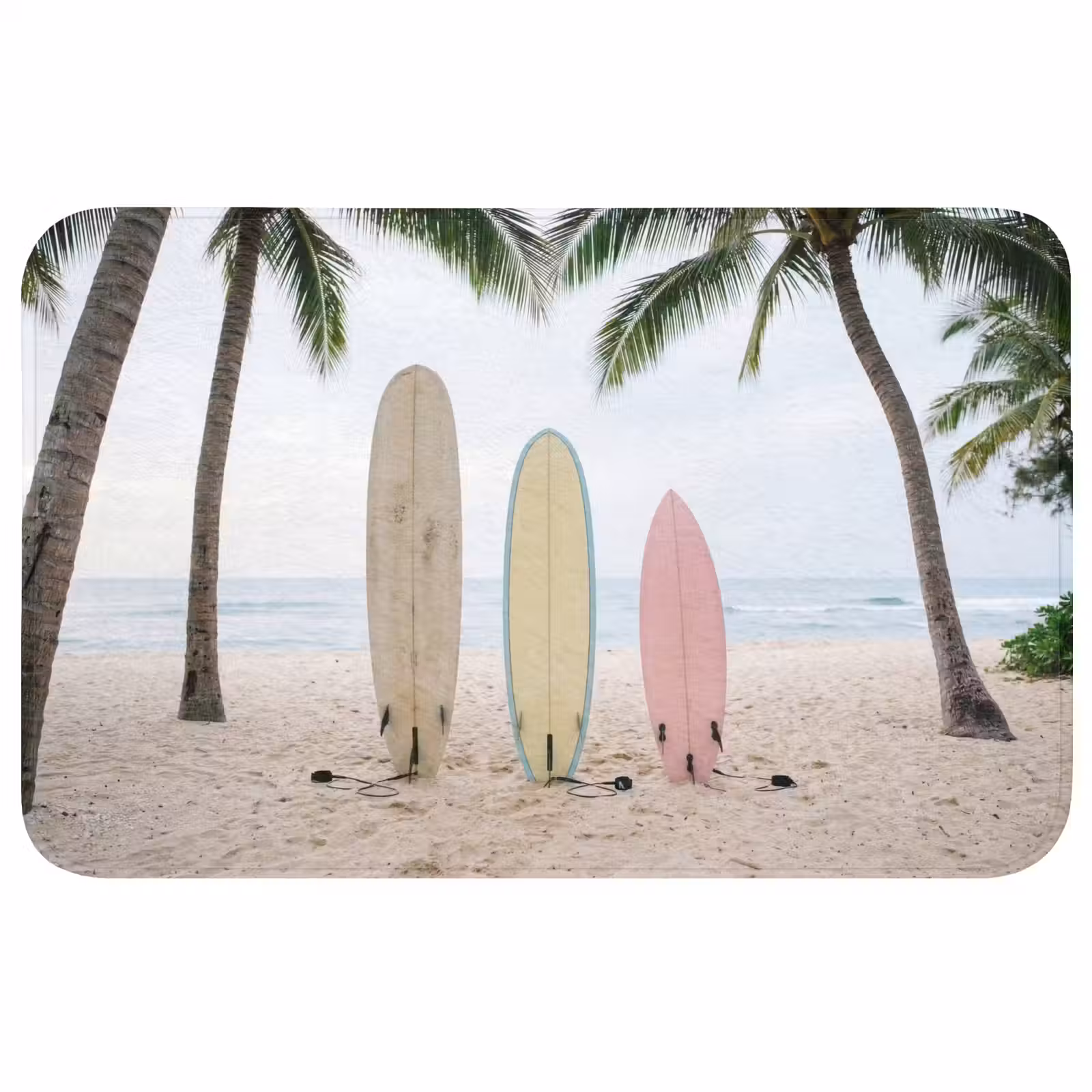 Badmat - Surfboard - Palmbomen - Kleurrijk — 1