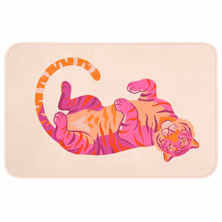 Badmat - Tijger - Roze - Oranje — 1