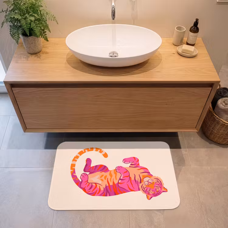 Badmat - Tijger - Roze - Oranje — 2