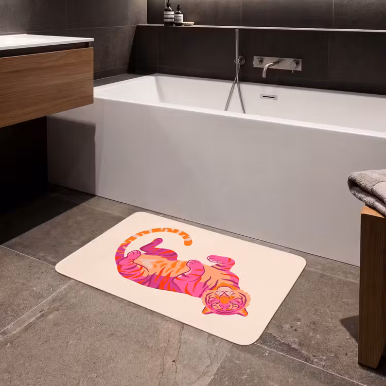Badmat - Tijger - Roze - Oranje — 4
