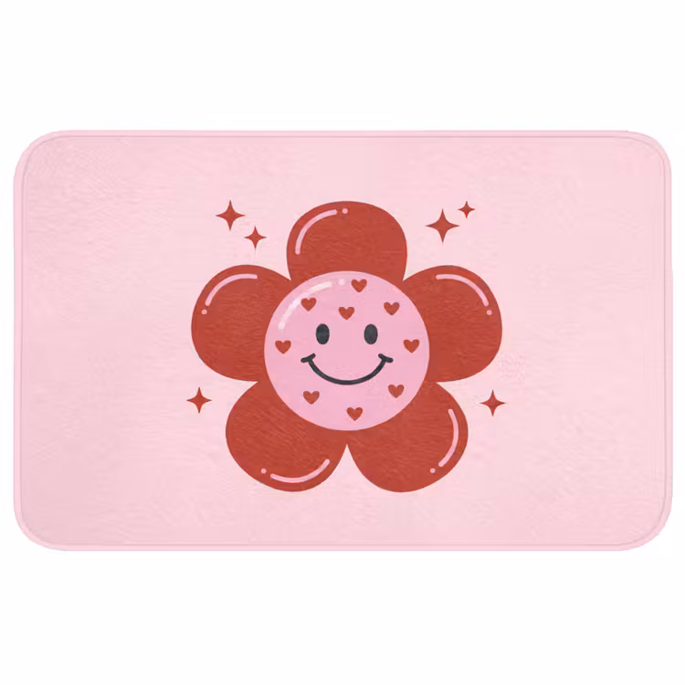 Badmat - Bloem - Roze - Hartjes — 1