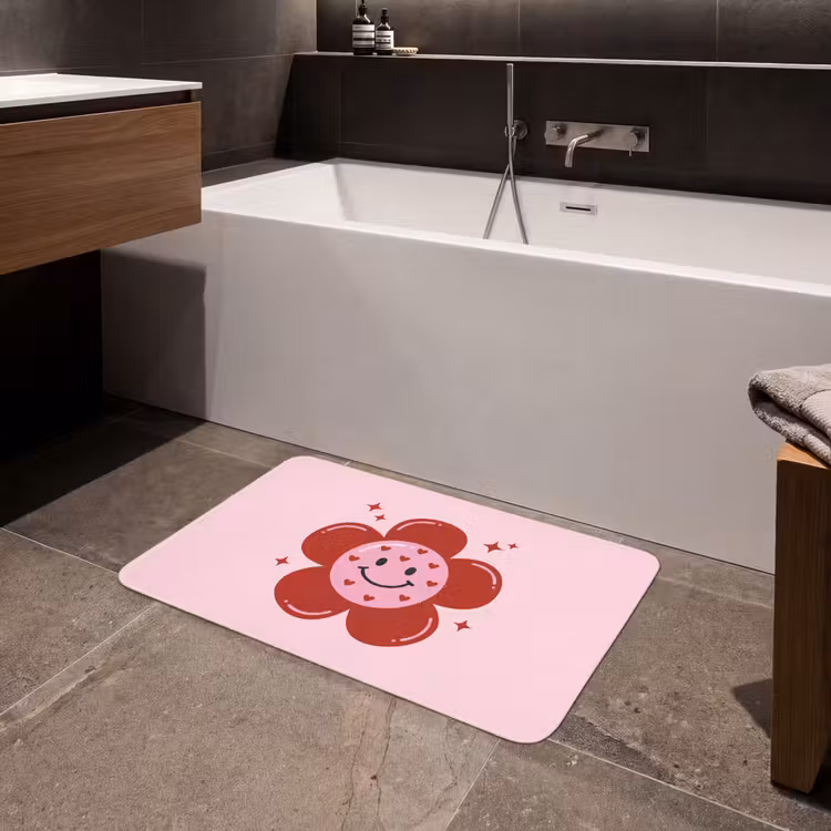 Badmat - Bloem - Roze - Hartjes — 4