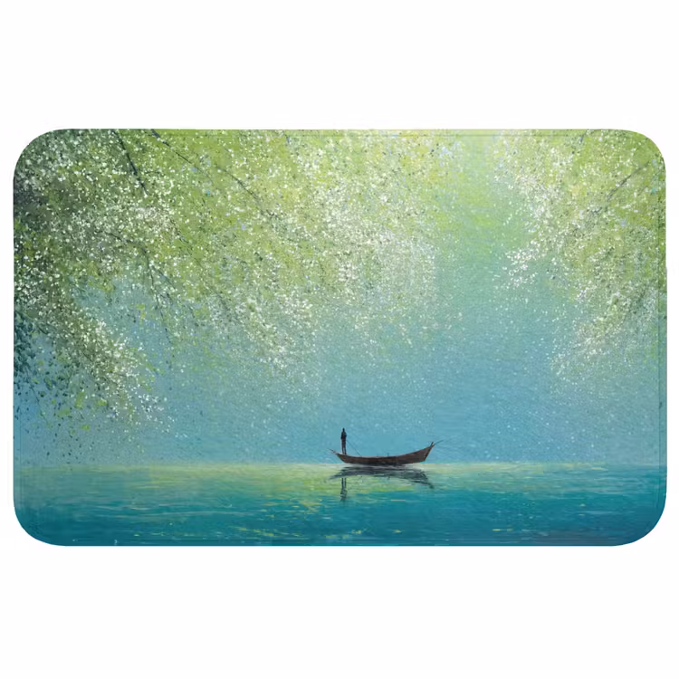 Badmat - Bootje - Water - Bladeren - Bloesems — 1