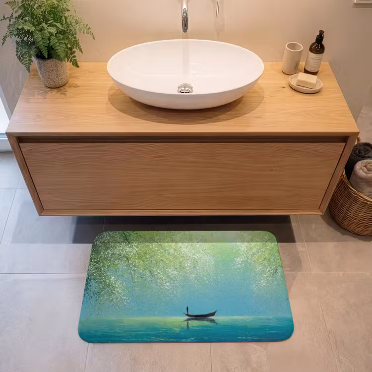 Badmat - Bootje - Water - Bladeren - Bloesems — 2