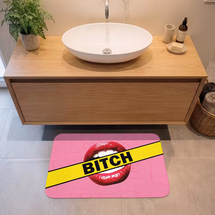 Badmat - Lippen - Tekst - Kleurrijk — 2