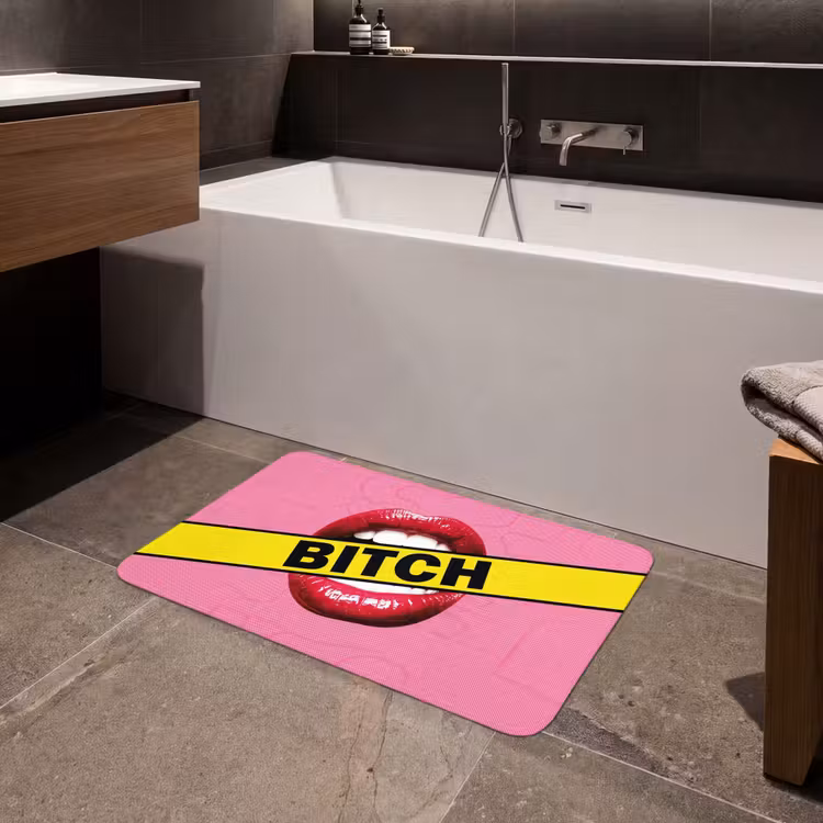 Badmat - Lippen - Tekst - Kleurrijk — 4