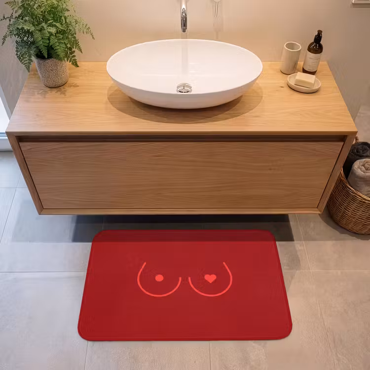 Badmat - Minimalistisch - Lijnillustratie - Rood — 2