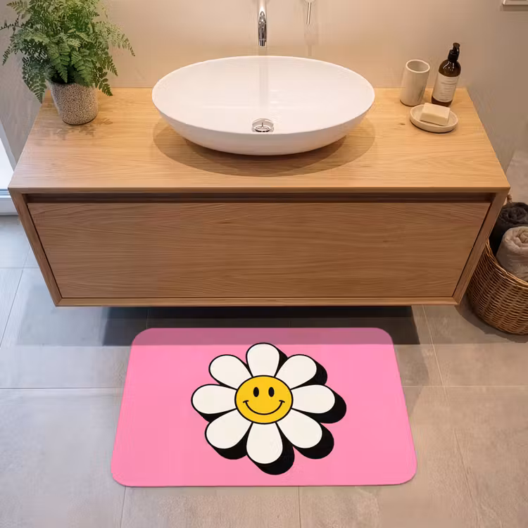 Badmat - Smiley - Bloem - Roze — 2