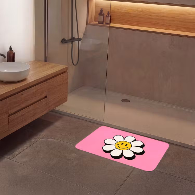 Badmat - Smiley - Bloem - Roze — 6